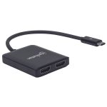 MH konverter USB-C to Dual HDMI, MST Hub, crni